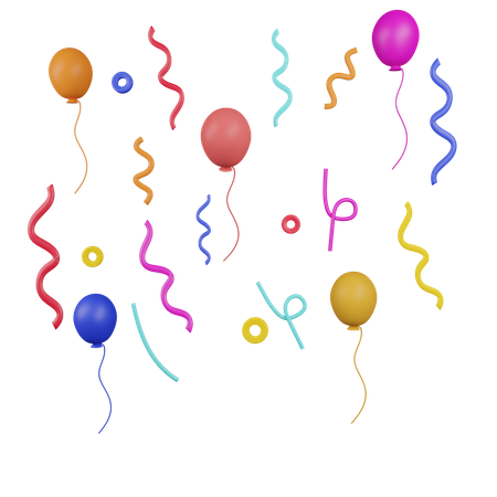 Confetti Balloon  3D Icon