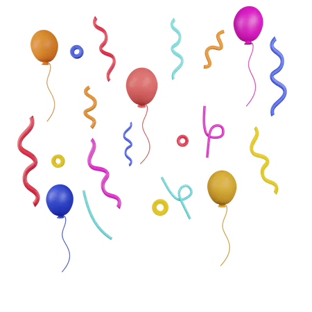 Confetti Balloon 3 D Illustration Contains PNG BLEND GLTF And OBJ Files 3D Icon