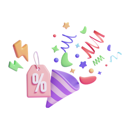 Confetti Discount  3D Icon