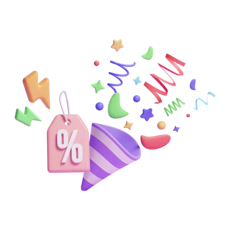 Confetti Discount  3D Icon