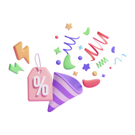 Confetti Discount  3D Icon