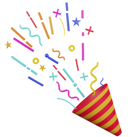 Confetti Explosion Cone  3D Icon