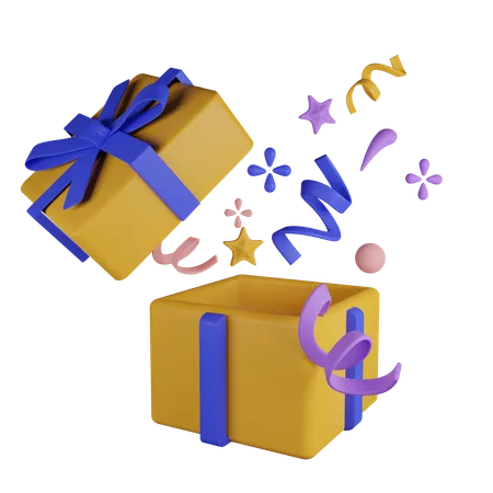 Confetti Gift Box Contains PNG BLEND GLTF And OBJ Files 3D Icon