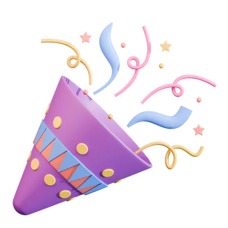 Confetti Popper With Ribbons  3D Icon