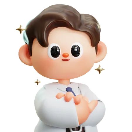 Doctor Crossed Arms 3 D Cute Cartoon Character Smiling Male Doctor With Stethoscope General Practitioner In Medical Uniform Concept Of Science Medical Health Healthcare Insurance National Doctors Day 3D Illustration