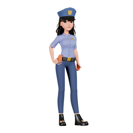 Confident Femlae Police Officer In Uniform  3D Icon