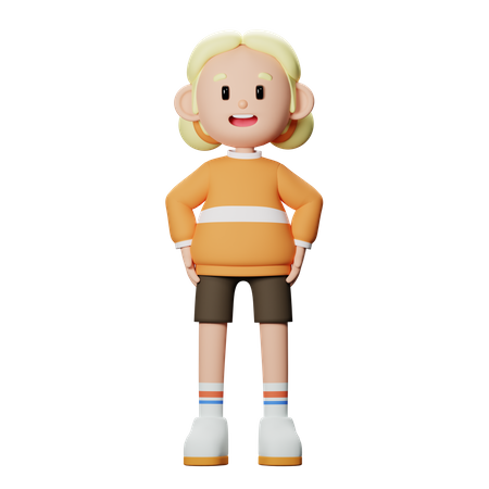 Confident Girl  3D Illustration