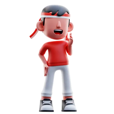 Confident Indonesian Kid Speaker  3D Illustration