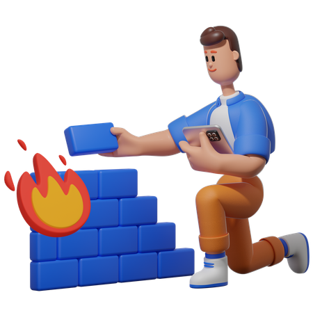 Configura un firewall fuerte  3D Icon