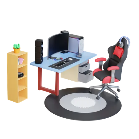 Sala De Configuracao De Area De Trabalho Para Jogos Com Renderizacao 3 D 3D Icon