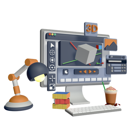Configuração de PC de designer  3D Icon