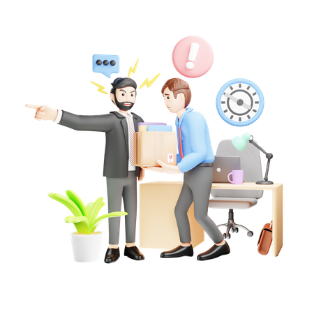 Conflict in Office Between Chief and Staff  3D Icon