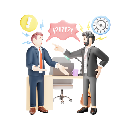 Conflict in Office Between Worker and Supervisor  3D Icon