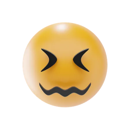 Confounded Face Emoji  3D Icon