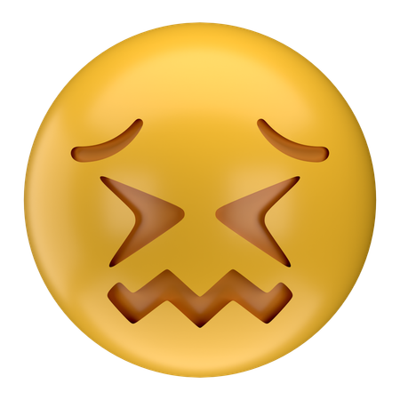 Confounded Face Emoji  3D Icon