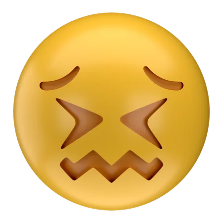 Confounded Face Emoji  3D Icon