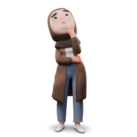 Fille hijab confuse  3D Illustration