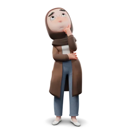 Fille hijab confuse  3D Illustration