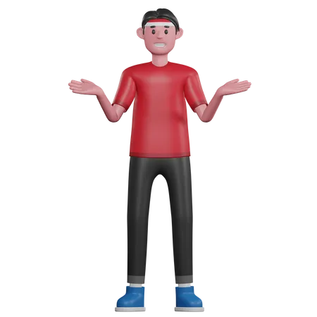 Homme indonésien confus  3D Illustration