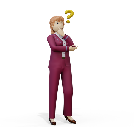 Confuse Female having question  3D Illustration