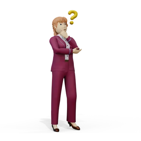 Confuse Female having question  3D Illustration