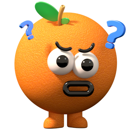 Confuse orange  3D Illustration