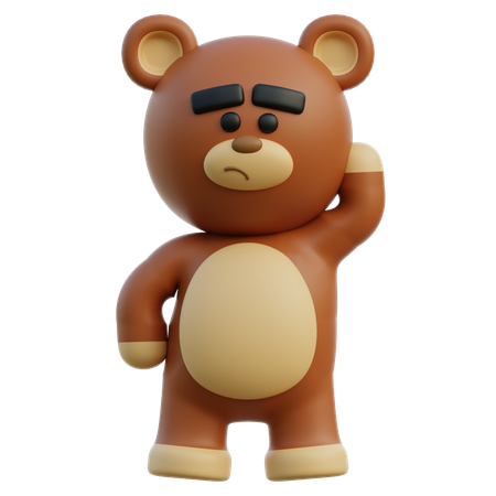 Confused Bear  3D Illustration