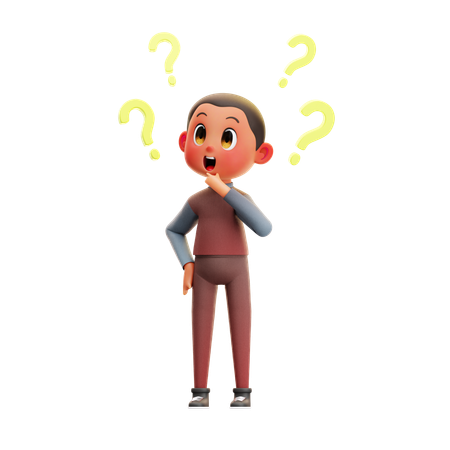 Confused Boy  3D Illustration