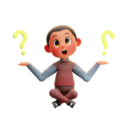 Confused Boy  3D Illustration