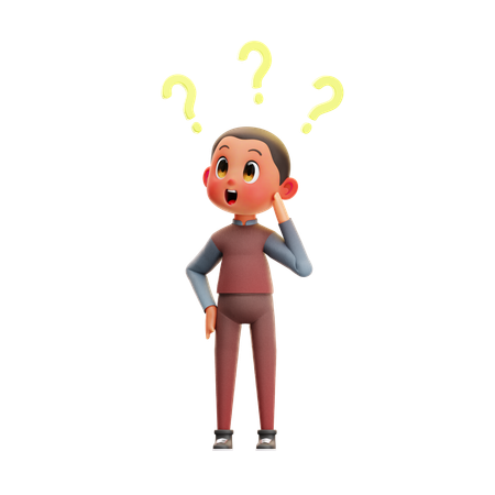 Confused Boy  3D Illustration