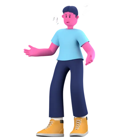Confused boy  3D Illustration