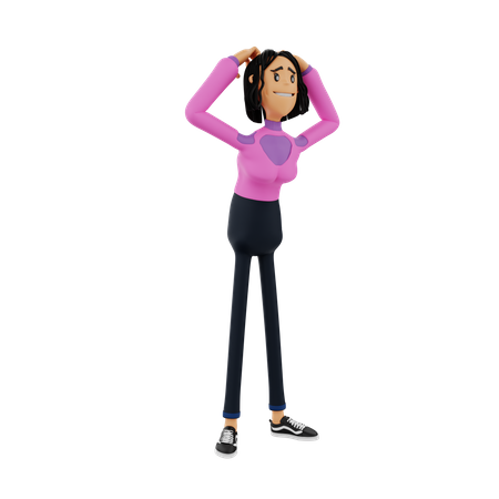 Confused Business Woman  3D Illustration