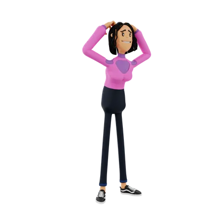 Confused Business Woman  3D Illustration