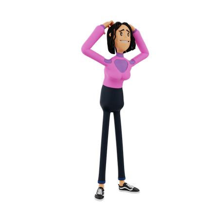 Confused Business Woman 3D Illustration