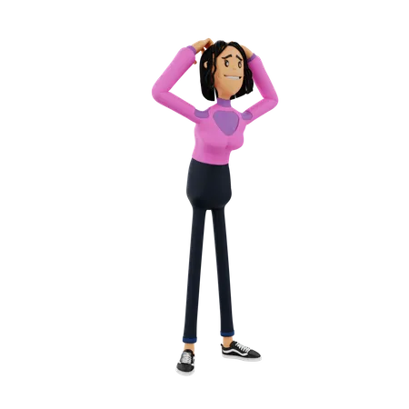 Confused Business Woman 3D Illustration