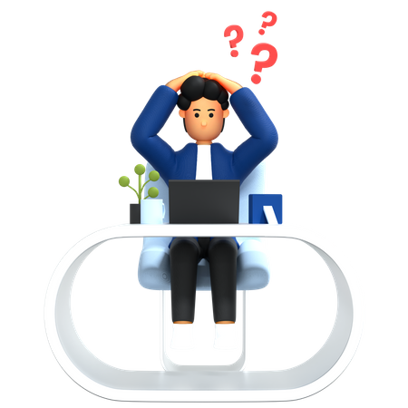 Confused Businessman  3D Icon
