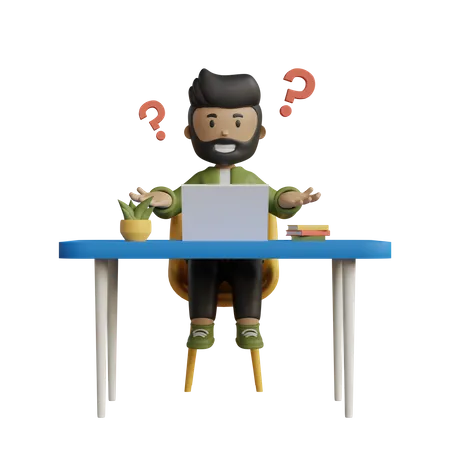 Confused Businessman  3D Illustration