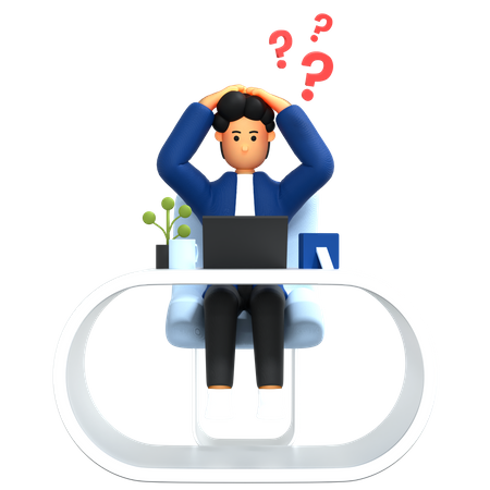 Confused Businessman  3D Illustration