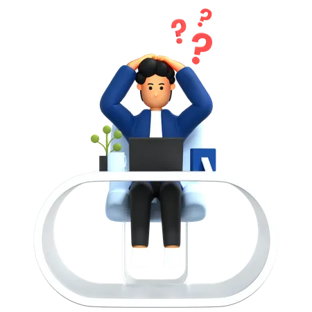 Confused Businessman  3D Illustration