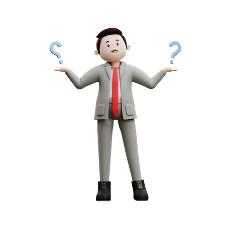 Confused Businessman Standing  3D Illustration