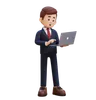 Confused Businessman Standing And Working On Laptop