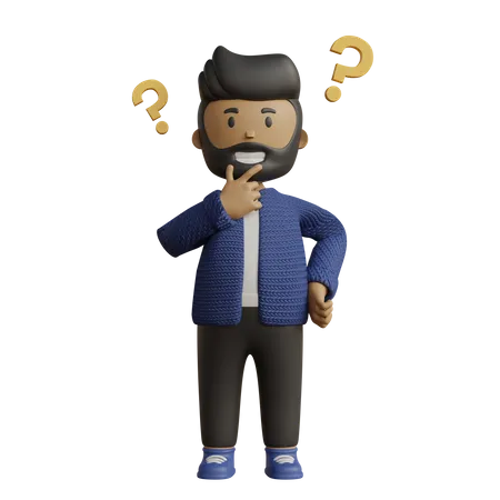 Confused businessman thinking  3D Illustration