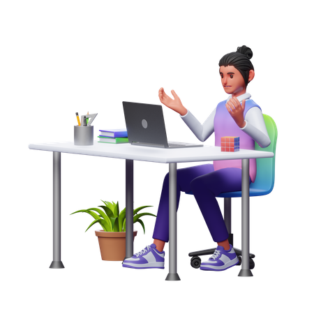 Confused Businesswoman  3D Icon