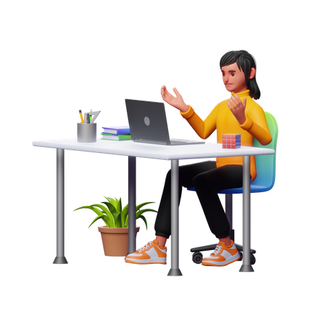 Confused Businesswoman  3D Icon