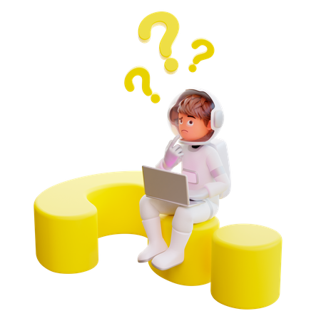 Confused cute astronaut  3D Illustration