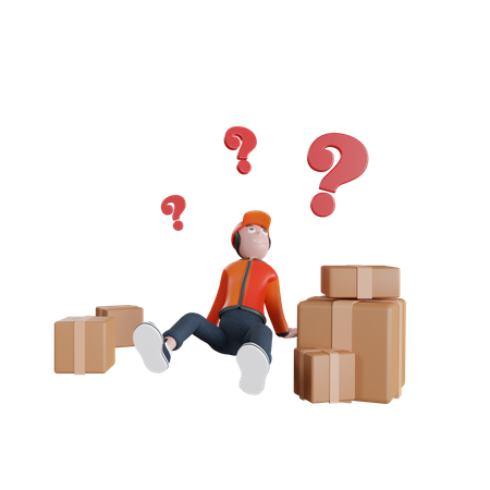 Confused Delivery man  3D Illustration