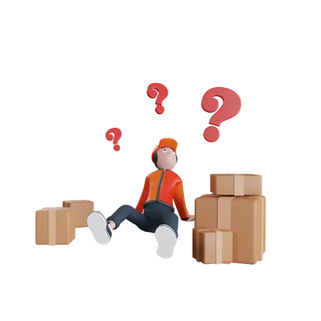 Confused Delivery man  3D Illustration