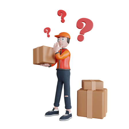 Confused Delivery man  3D Illustration