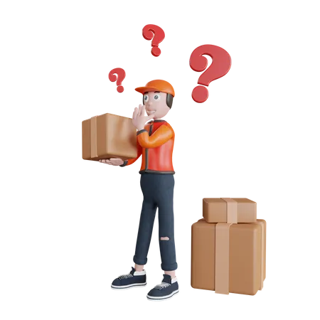 Confused Delivery man  3D Illustration