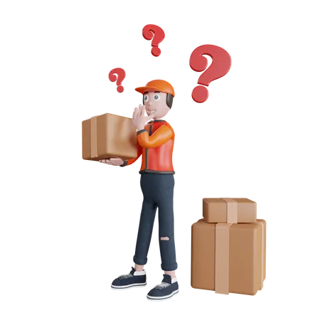 3 D Delivery Man Character With Box Illustration 3D Illustration